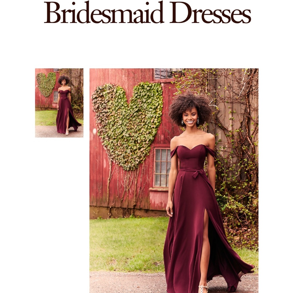 Mori Lee Chiffon Bridesmaids Dress with Off-the Shoulder VNeck Blush Style 21528